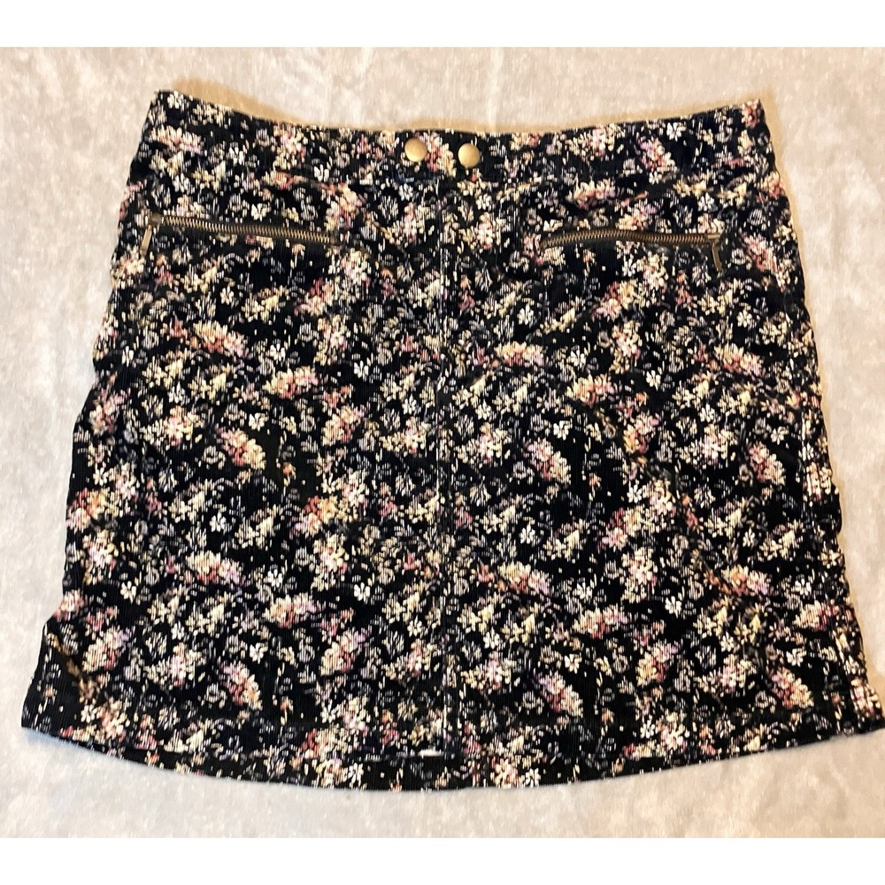 Mossimo Supply Co. Women's Corduroy Mini Skirt 10 Jr. Floral Print Zipper Pocket